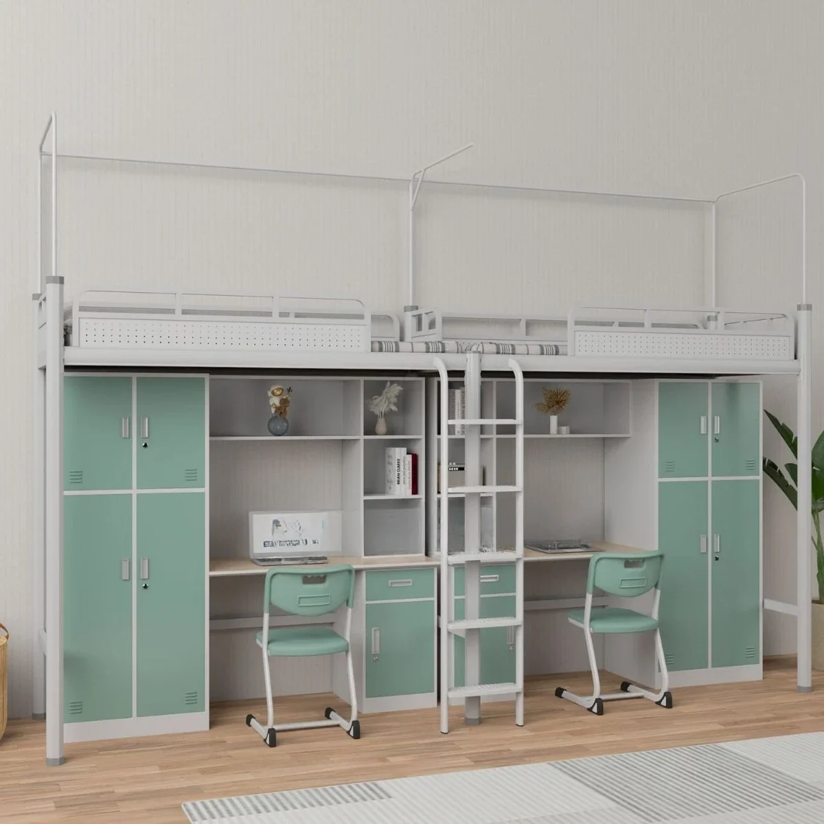 OEM Student apartment dormitory bed, multi-functional bed under cabinet, desk and chair