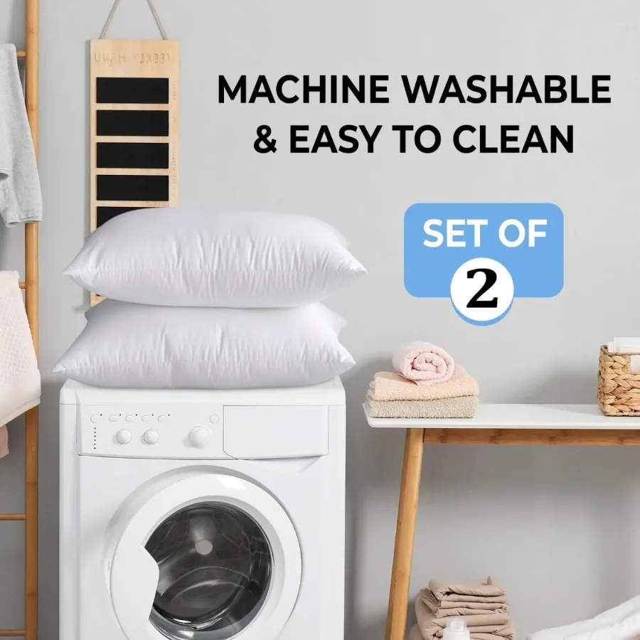 طقم وسائد سرير بحجم كوين مكون من قطعتين مع كثافة متوسطة للنوم الناعم والداعم مثالي للجانب الخلفي والنوم المعدني