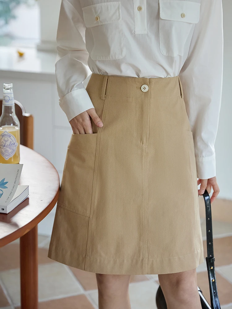 

Юбка Moriirose с высокой талией, А-силуэт, из чистого хлопка, весенняя, винтажная, больших размеров, стройнящая, повседневная