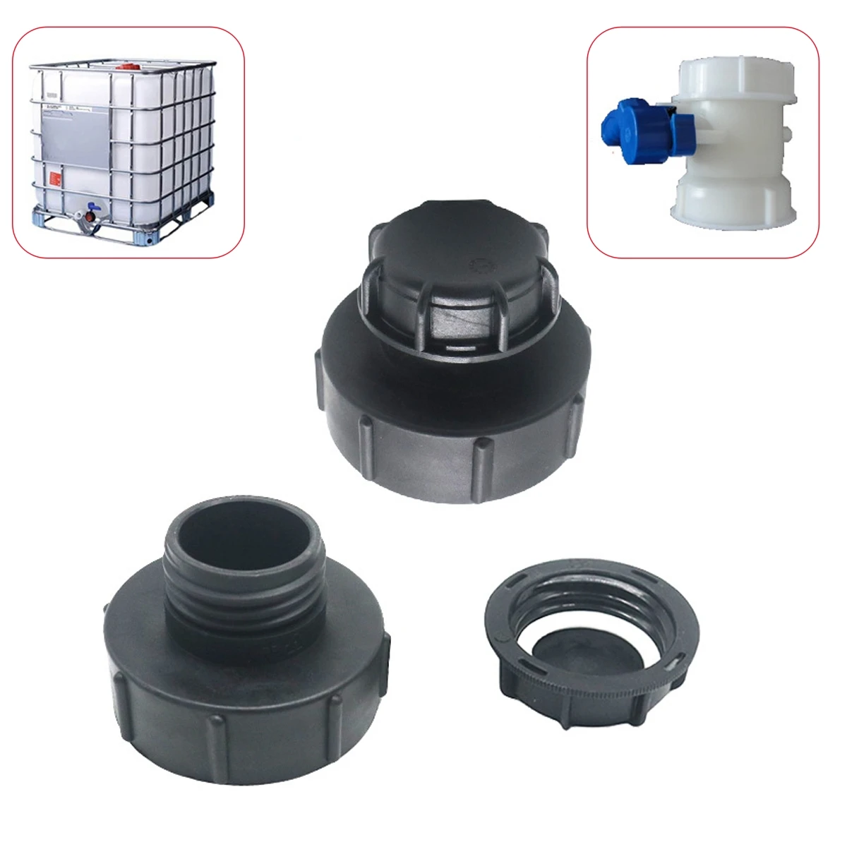 1/5Pcs IBC Tank Connectors S60/100mm Coarse Thread End Caps S62/80/100mm Reducing Joints Garden Ton Barrel Irrigation Adapters