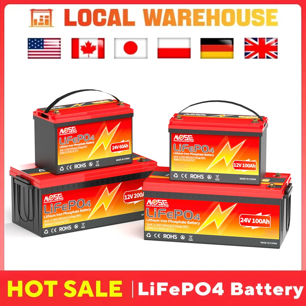 LiFePO4 12V 300ah Lithium Batteries 200Ah 12V LiFePO4 Battery Pack Built in BMS Rechargeable Batteria for Golf Cart Campers