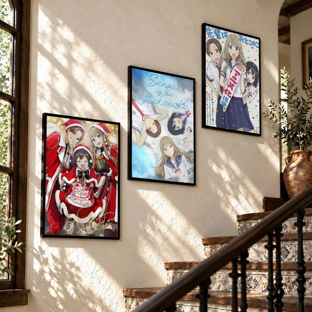 manga Senpai Is an Otokonoko Poster Waterproof HD Self Stick Poster Unframed Wall Art Decor for Home Room Decoration Gift