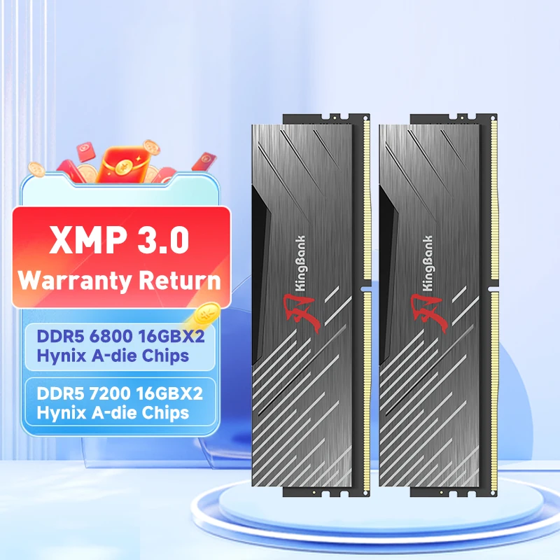 

KingBank ddr5 ram memory 16gb 16GB x2 32GB 6800 MHz 7200 MHZ 1.4V dual-channel DIMM desktop memory ram Hynix A die