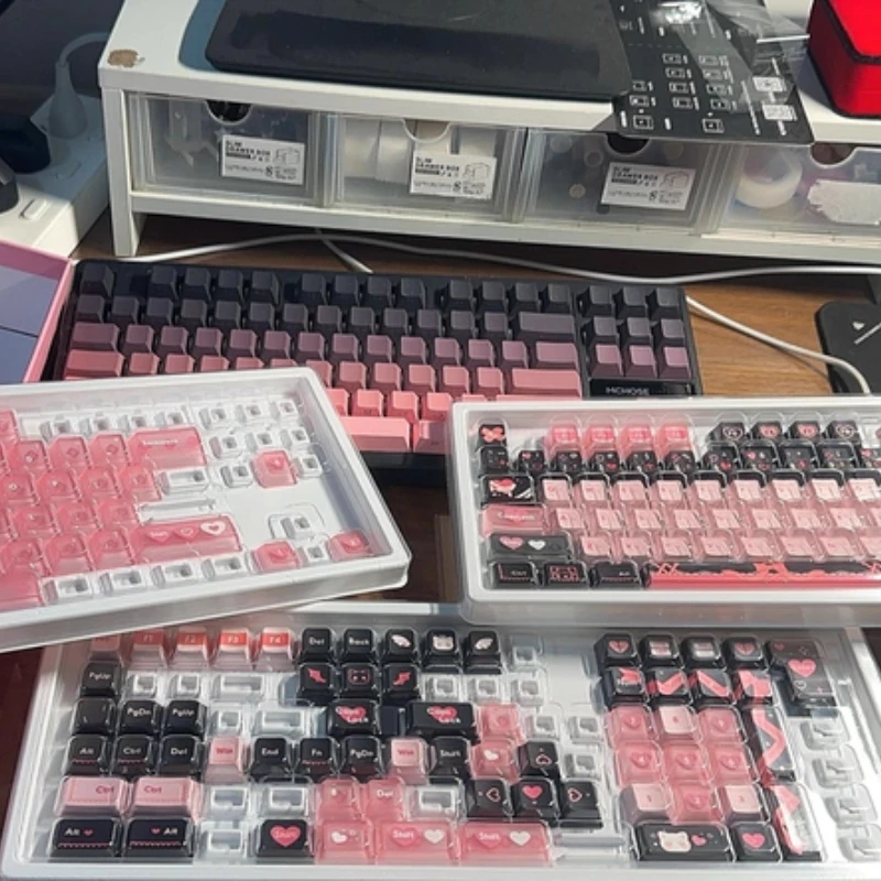 

Кейкапы Lace Angel NYA Theme, кастомные PBT с перламутровой текстурой + матовое покрытие розового цвета, 224 шт., милые мультяшные аниме-кейкапы для клавиатуры