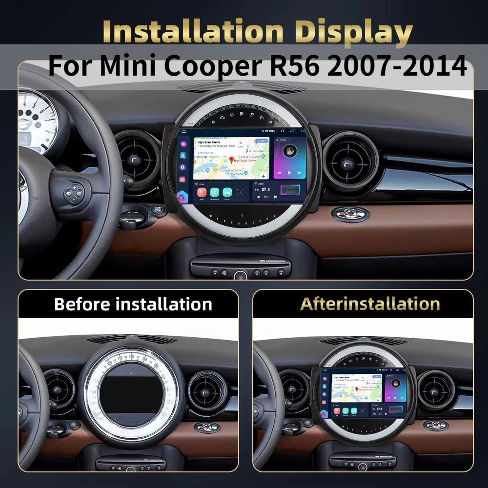 

Автомагнитола Android 15 с GPS-навигацией 4+64 ГБ для Mini Cooper R56 2007-2014, совместимая с Carplay и Android Auto, 9-дюймовый мультимедийный экран