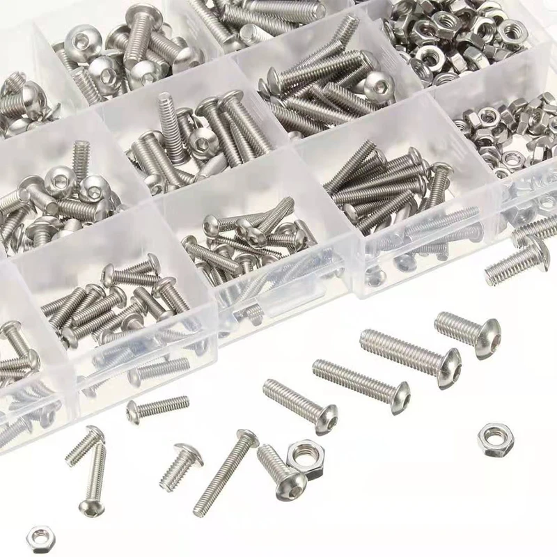 

440pcs M3 M4 M5 304 Stainless Steel Hexagon Hex Socket Button Head Screw Bolts Nut Round Flat Head Screw Standoff