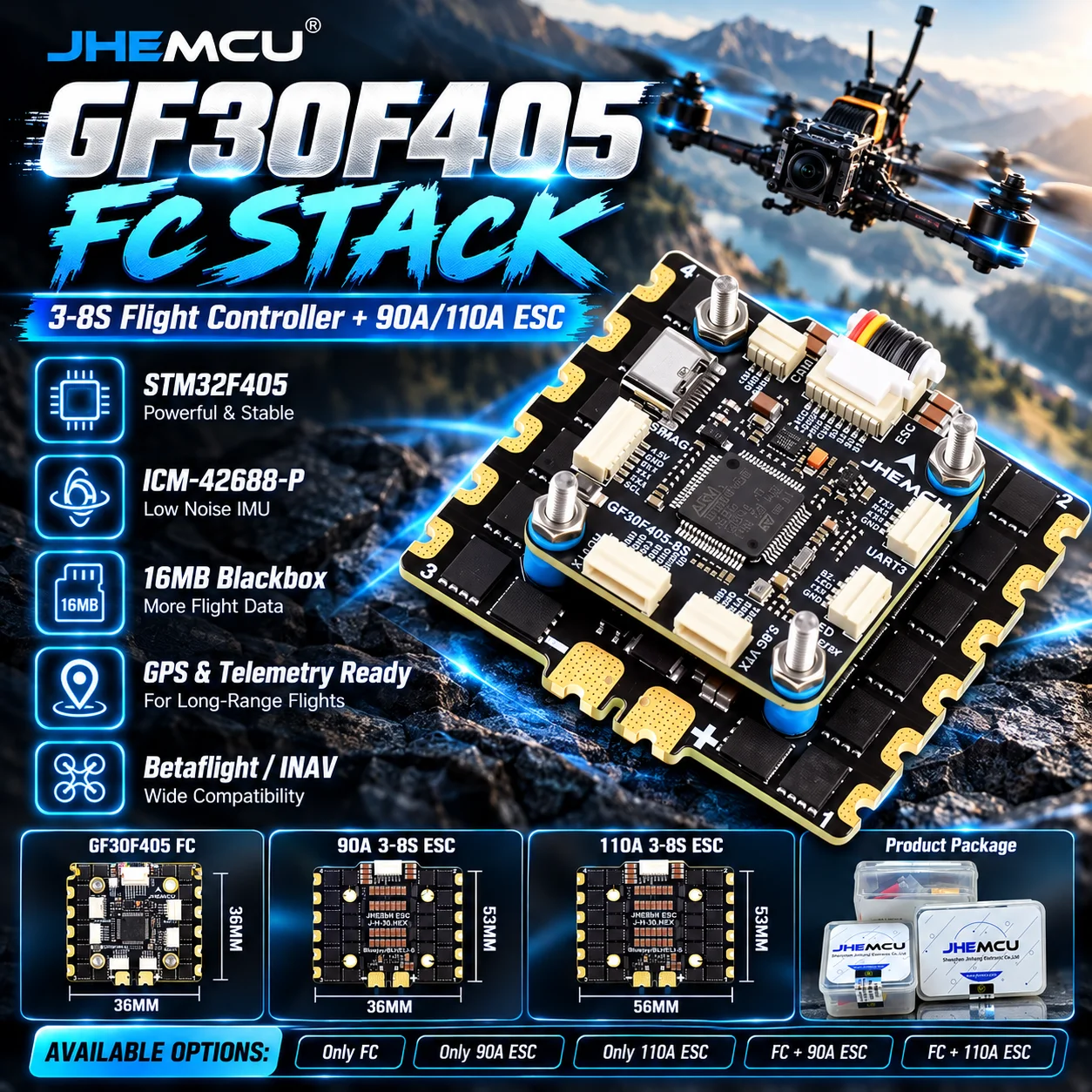 Rc Airplane Flight Controller Gyro - JHEMCU GF30F405 FC Stack Flight Controller