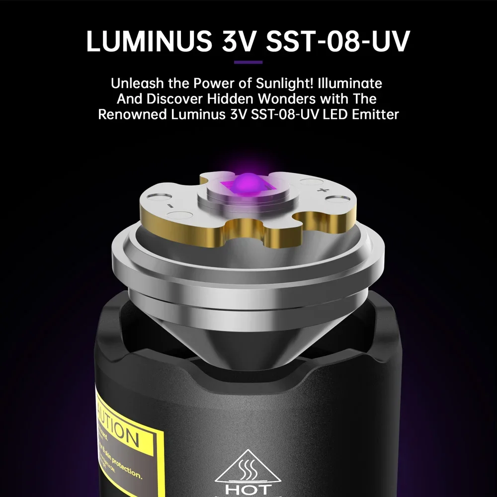 Sofirn SF16 UV Flashlight 365nm SST08 Portable 18650 USB C Rechargeable Ultraviolet Torch for Detection/Pet/Urine/Stains IPX8