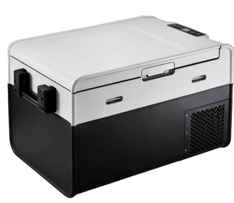 2022 PG45 12 فولت ثلاجة سيارة محمولة بالطاقة الشمسية 45L منطقة مزدوجة أغطيةين بطارية ثلاجة فريزر مع بطارية قابلة للفصل