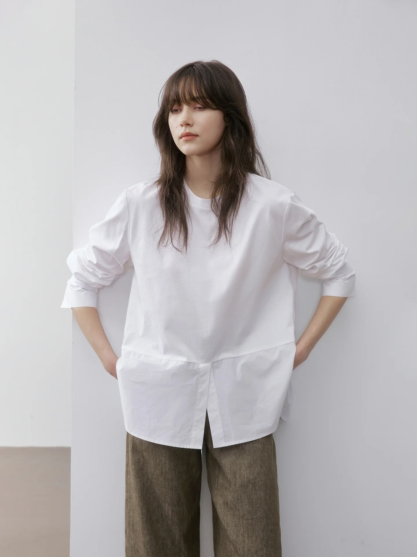 Nomumad Casual Loose Long Sleeve T-Shirt Spring Summer New Design Versatile Loose Feeling Shirt Women's Cotton round Neck Mid...