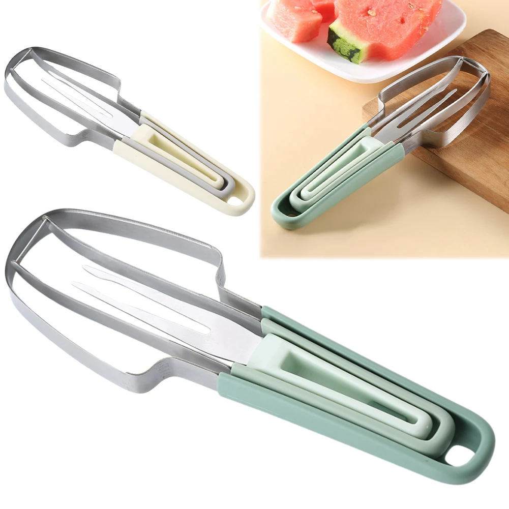 3-in-1 Watermelon Fork Slicer Cutter Melon Cutter Knife Portable Watermelon Cutter Slicer Tool Multifunctional Kitchen Gadgets