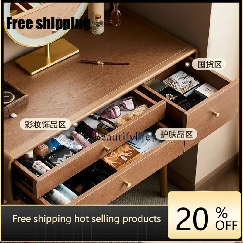 Factory Direct Nordic storage integrated dresser bedroom household small apartment solid wood foot makeup table