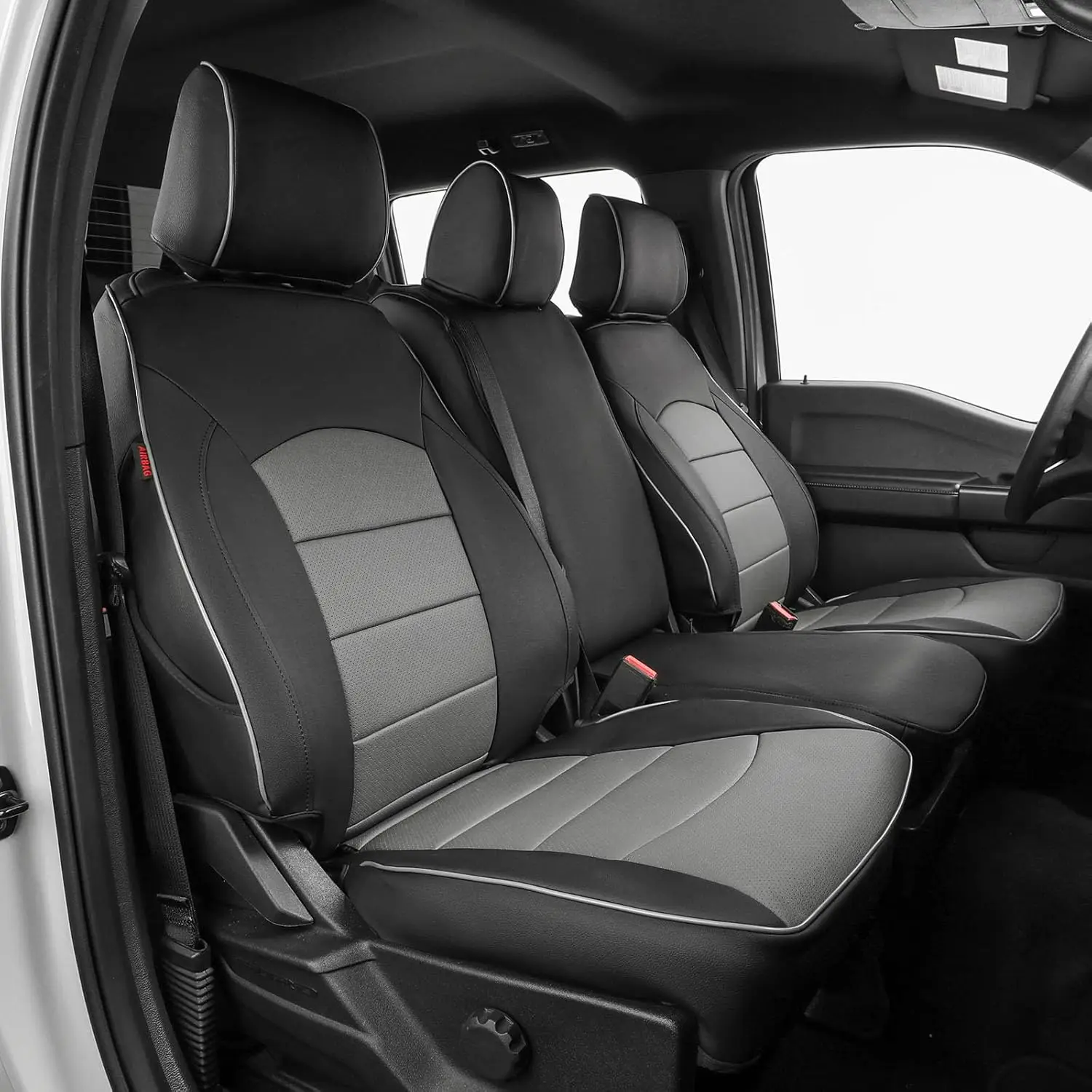 EKR F150 Seat Covers  Custom Fit for Ford F150 SuperCrew 2015-2026 XL/XLT F250/F350/F450 Crewcab 2017-2026 XL/XLT Full Set Trucks Waterproof Leather Seat Protectors