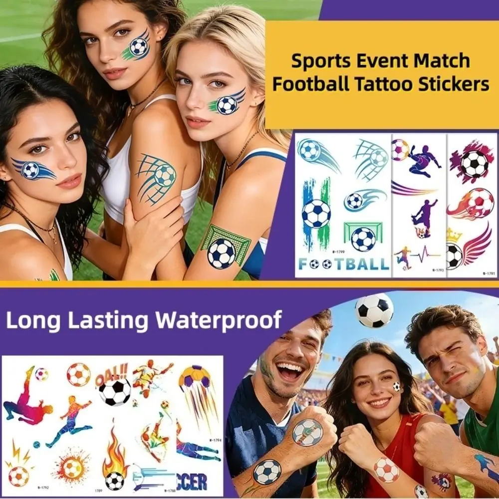 Sports Event Match Football Tattoo Stickers Y2k Spicy Girl Long Lasting Temporary Tattoo Waterproof Removable Instant Decals