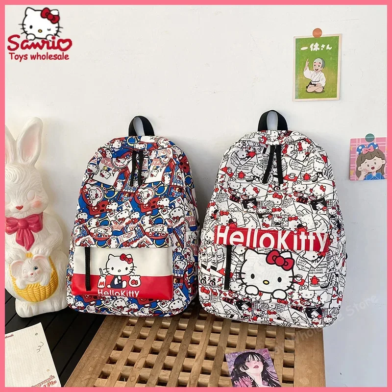 

Sanrio Hello Kitty Backpack Graffiti Style Cute Backpack With Large Capacity Student Campus Versatile Schoolbag Birthday Gifts