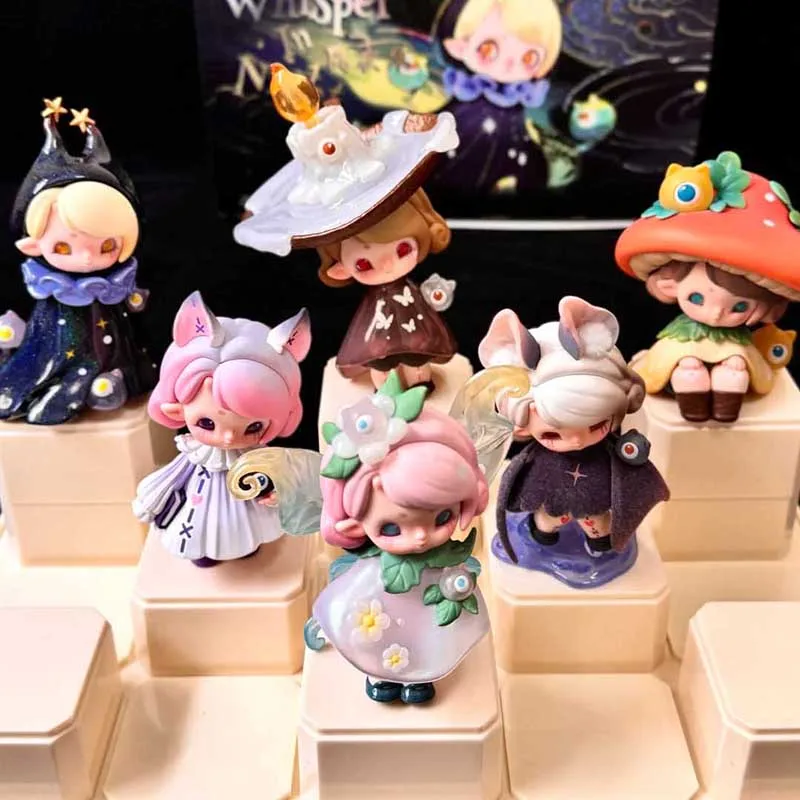 

Подлинная в наличии Qimeng Island Impopo слепая коробка скрытая ночная коллекция загадочная коробка милые фигурки кошек с грибами для девочек подарок