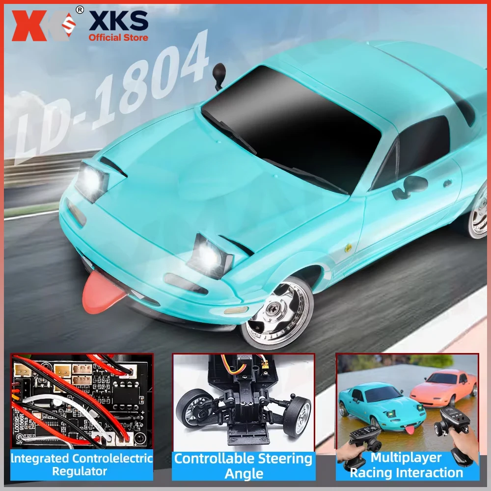 XKS LDRC LD1804 1/18 2WD RC Drift Car - 2.4G Anti-Interference Full Control with ESP Gyroscope & LED Lights RC Racing Toy