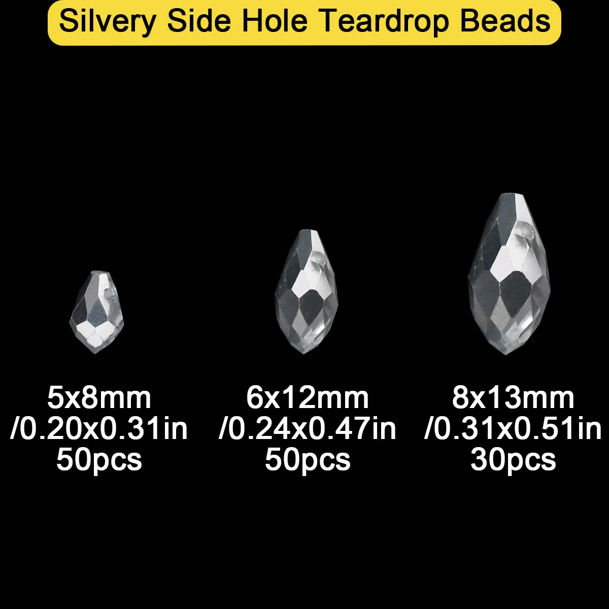 5x8/6x12mm/8x13mm Side Hole Loose Beads Half Silver Austrian Crystal Glass Water Drop For Jewelry Making Diy Bracelets Necklaces