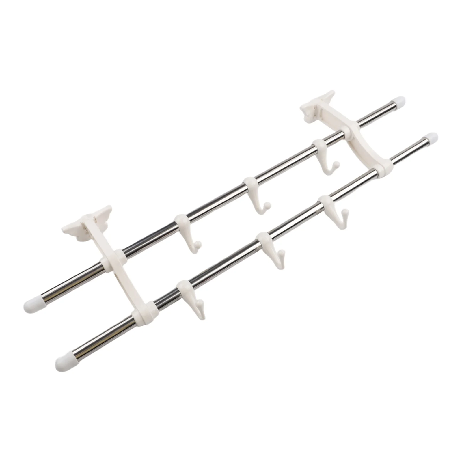 Compact Design Towel Holder Clothes Rack Multifunctional Hooks Double Pole Towel Rail Efficient Space Utilization
