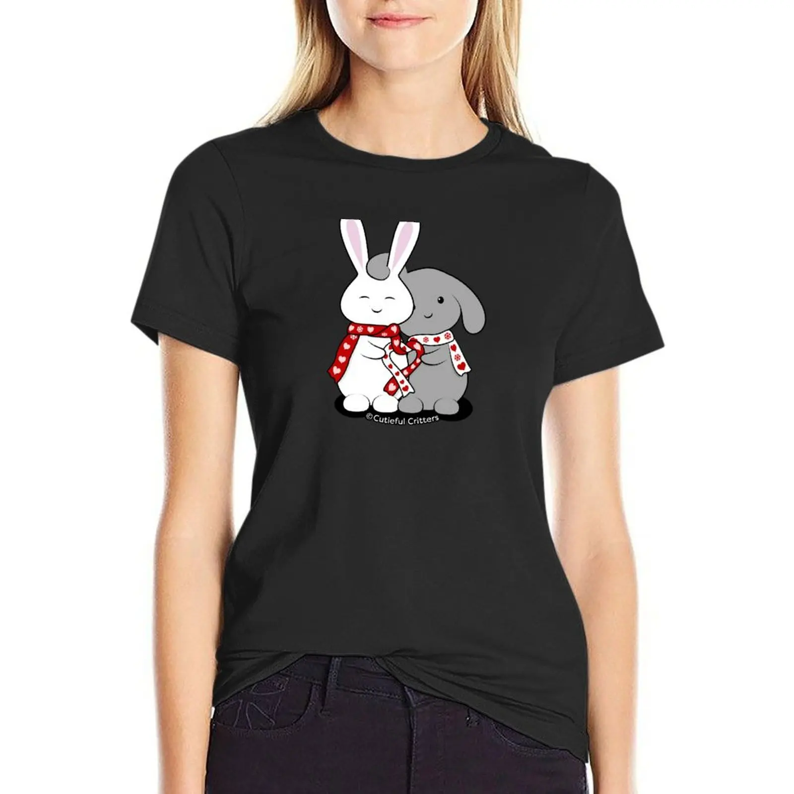 Winter Bunny Love T-Shirt funny cute tops summer clothes for Women