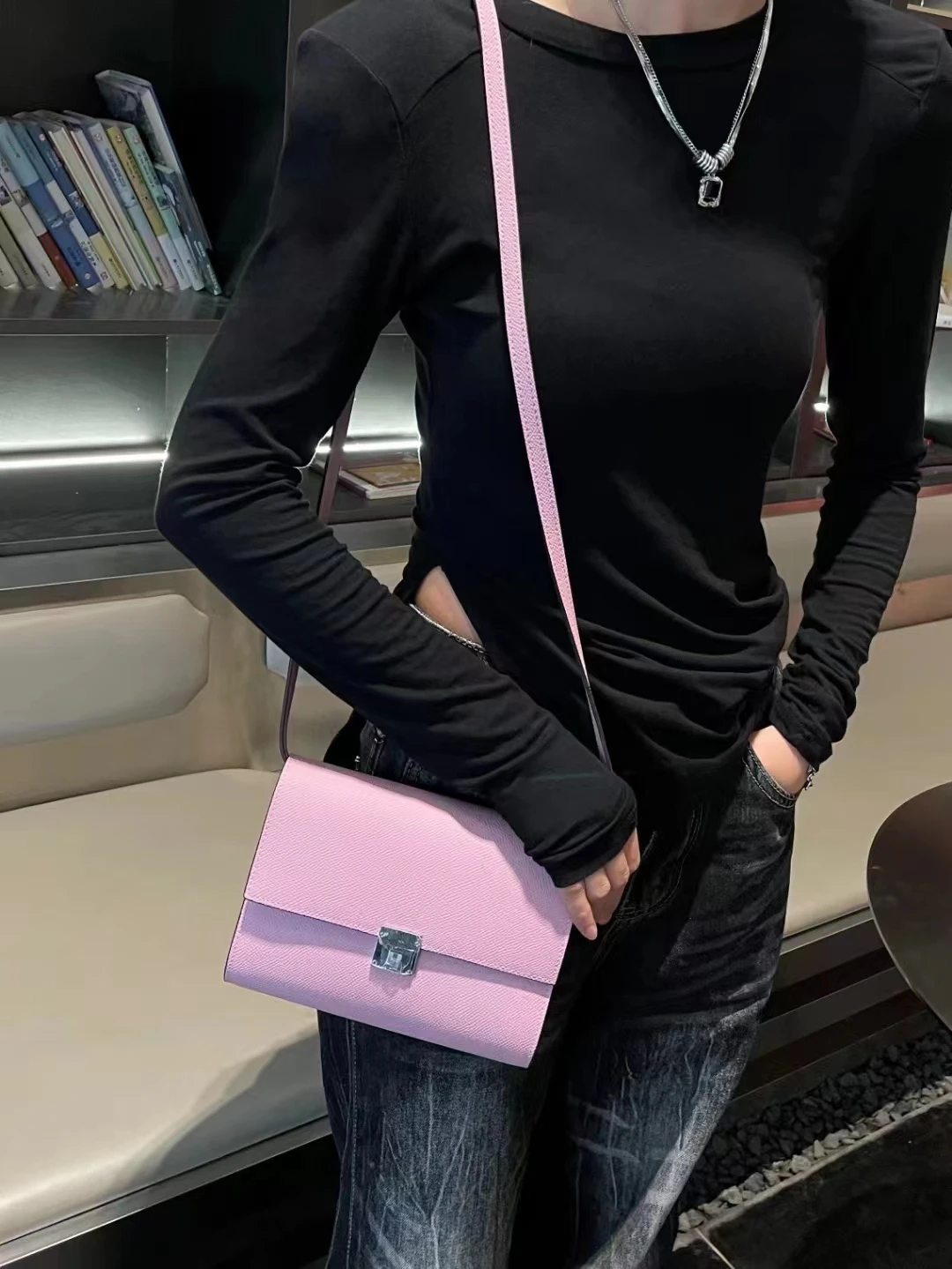 2024 Fashion Palmprint Genuine Leather Small Square Bag Luxury High Quality Versatile Single Shoulder Crossbody Bags For Women