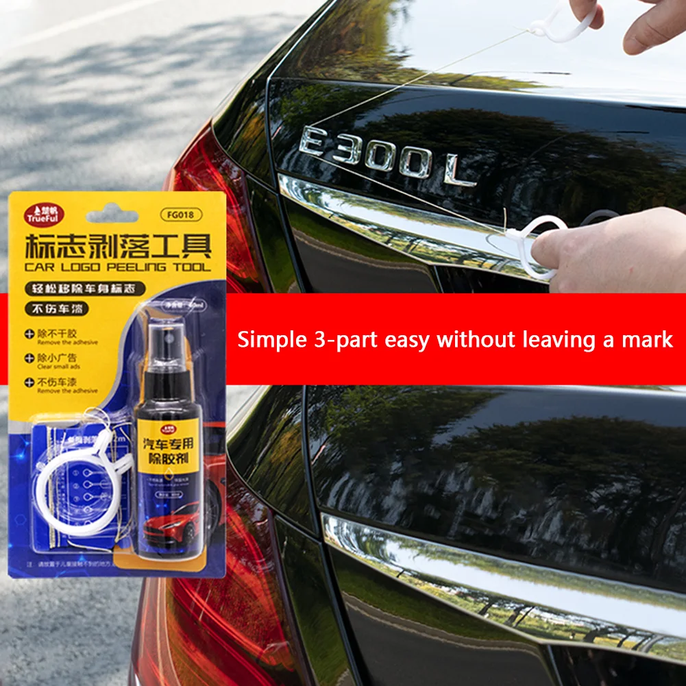 Car Scraper Lettering Adhesive Badge Emblem Decal Removal Tool 60ml Remover Kit