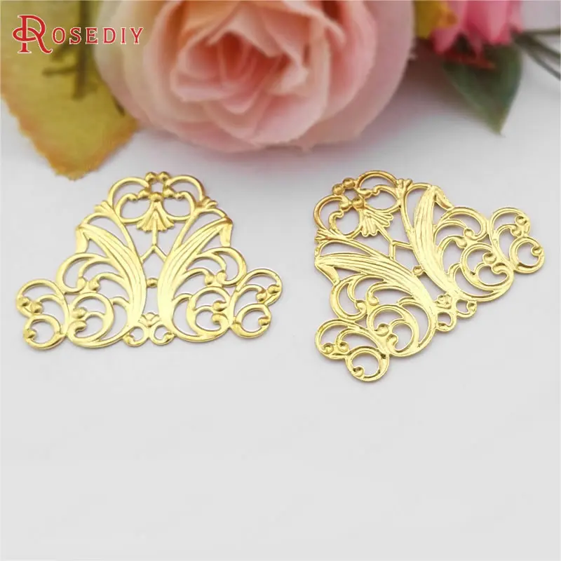 (F756)20 pieces 37x29mm Not plated color Brass Decorative Spacer Diy Jewelry Findings Accessories Wholesale