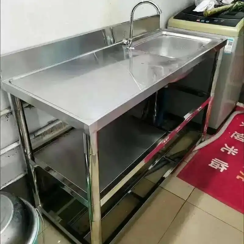 

304 Stainless Steel with Bracket Storage Integrated Sink Basin Creative Three-layer Kitchen Sink Modern Home Kitchen Accessories