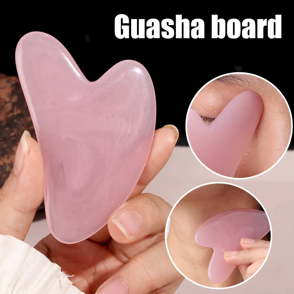 Jade Gua Sha Schaber Gesichtsmassagegerät Werkzeug Quarz Guasha Massagebrett Facelift Slim Gouache Schaber Schaben Platte Beauty Tool