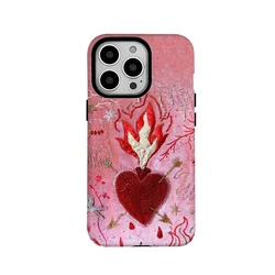 Ins Heart Retro Flame Love Phone Case for IPhone 16 15 14 11 12 13 Pro Max 11 Pink Geometric Animal Phone Case for IPhone XR MAX