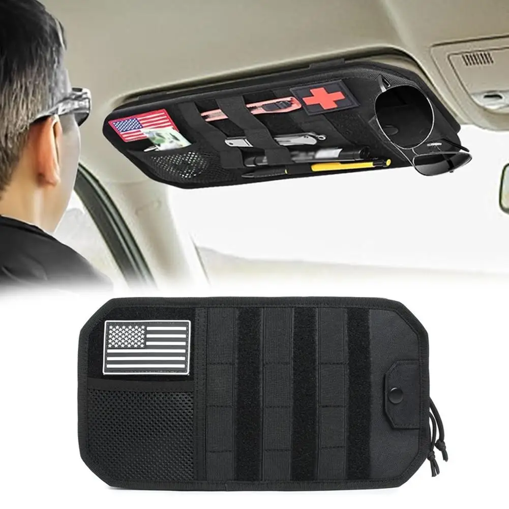 Organizador para Visera de Coche, Bolsa de Almacenamiento Multibolsillos para Tarjetas, Gafas, Billetes, Bolígrafos, Accesorios Interiores de Coche, Organizador de Orden