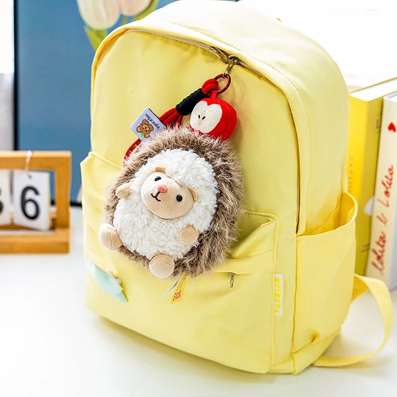 Muñeco de peluche de erizo bonito de 17cm, Animal relleno Kawaii, llavero de peluches suaves, juguetes colgantes para niños, niñas, niños, decoración del hogar