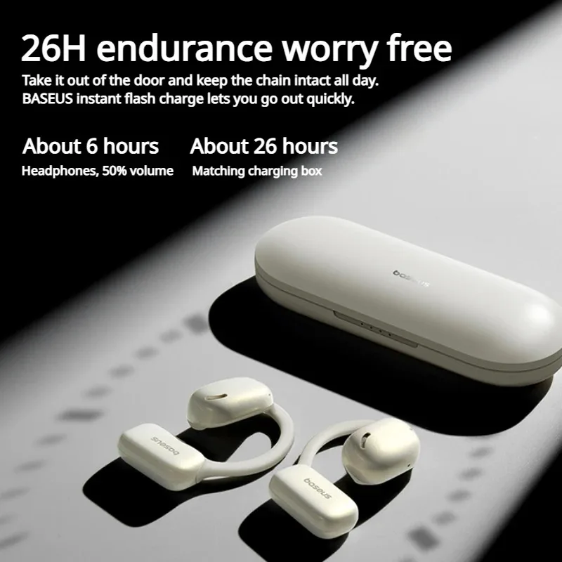 Baseus AirGo AG20 Headphones Open Ear Clip Earphones TWS Wireless Bluetooth 5.3 Earbuds 2 Mic Call Noise Reduction Hifi Headset