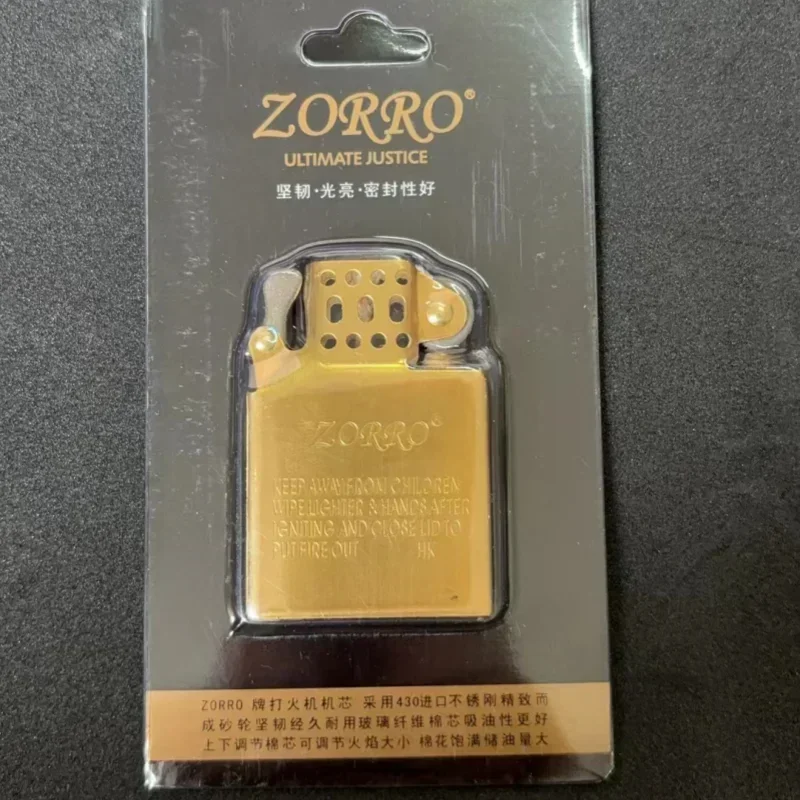 ZORRO ZC9 ultradunne brander, retro messing creatieve ouderwetse slijpsteen winddichte aansteker