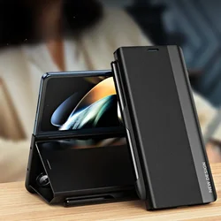 Electroplating Holder Pen Slot Tape Phone Case for Samsung Galaxy Z Fold 6 5 4 Fold5 Fold4 Fold6 5G Magnetic Flip Leather Cover