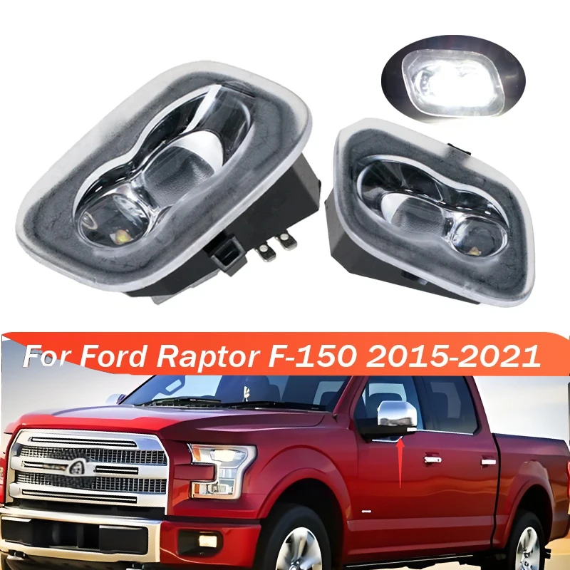 

2PCS Car Rearview Mirror Universal Decoration Lights LED Side Mirror Welcome Light For Ford Raptor F-150 2015 2016 2017-2021