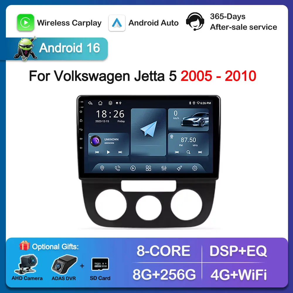 Android OS Autoradio Multimedia-Player Carplay für Volkswagen Jetta 5 2005 - 2010 HD-Bildschirm 4G+WLAN BT GPS-Navigation Auto-Tools