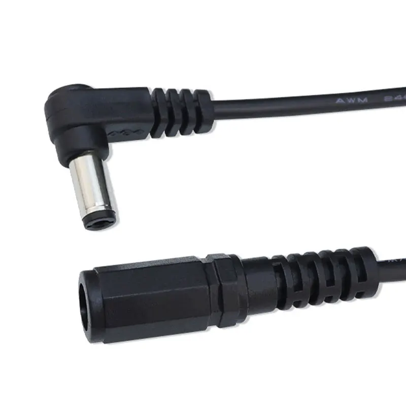 تيار مستمر 5.5x2.1 مللي متر كابل ذكر إلى شاحن أنثي ، 5.5*2.1 مللي متر الزاوية اليمنى 90 درجة كابل شحن 15 سنتيمتر/20 سنتيمتر