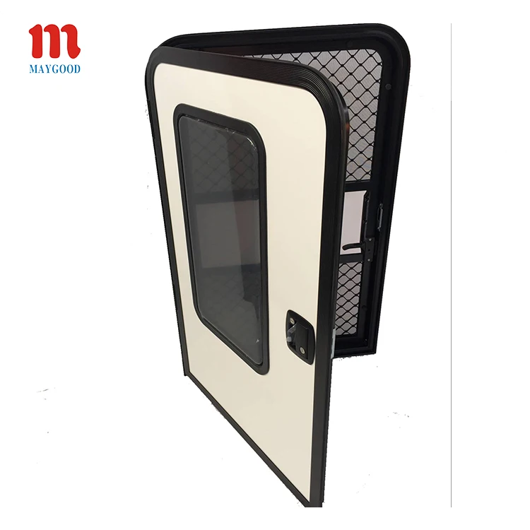 Top Round Corner 620x1200mm Aluminum Frame Single-point Lock RV Caravan Teardrop Trailer Door
