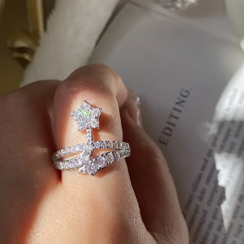 

MDLFES Moissan Diamond Style Classic meteor ins pop style micro-set zirconium diamond bright pentagram star