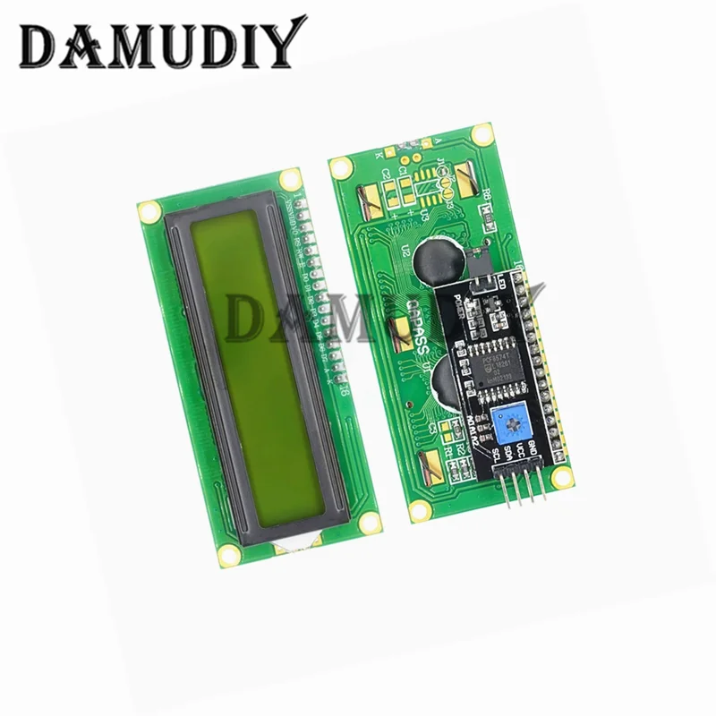 LCD1602+I2C Modul Blau/Gelb Grün Bildschirm 16x2 Zeichen LCD Display PCF8574T PCF8574 IIC I2C Schnittstelle 5V für Arduino