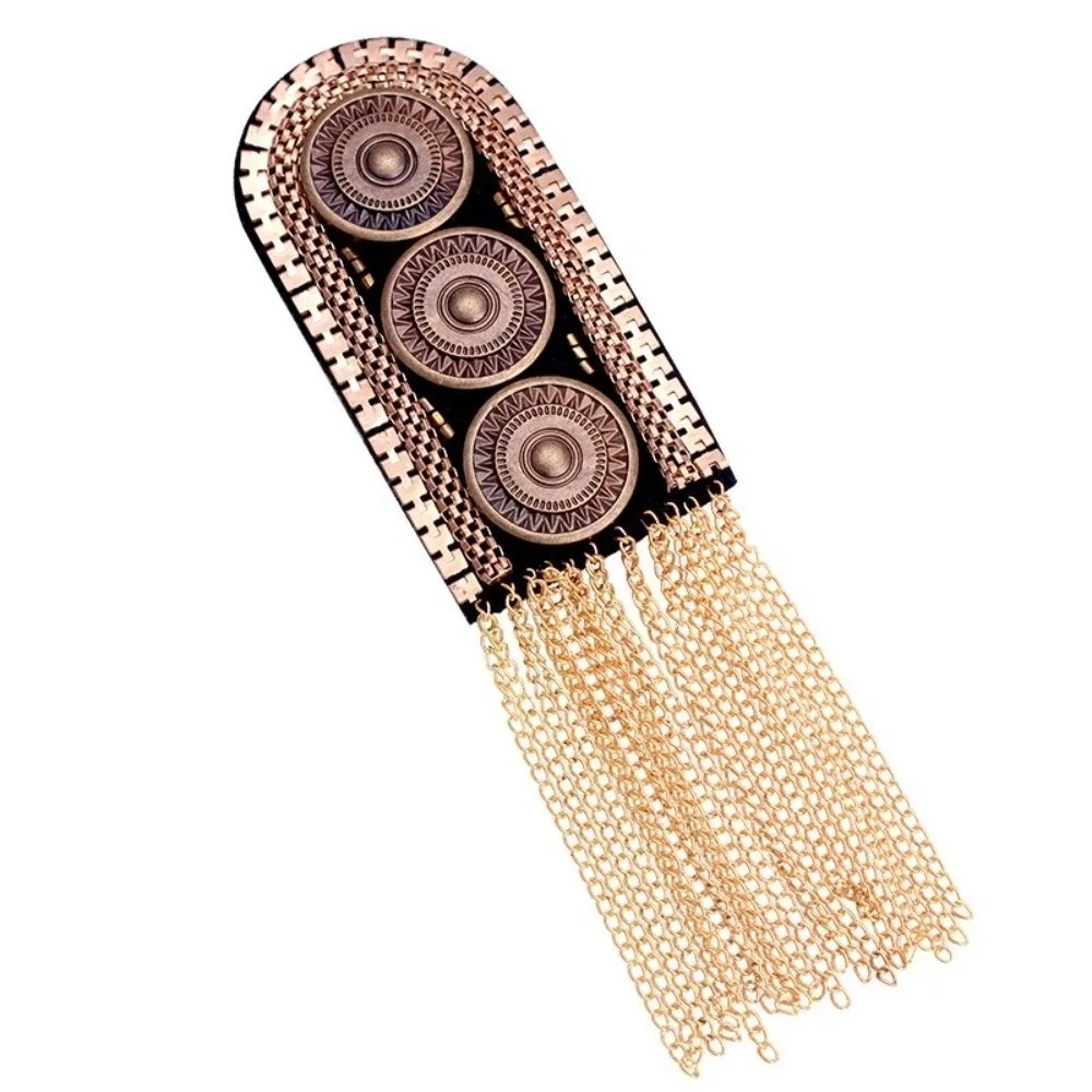 Luxury Alloy Shoulder Epaulets Chain Tassel Decorative Shoulder Board DIY Retro Fringe Shoulder Ornament Costume Accessory