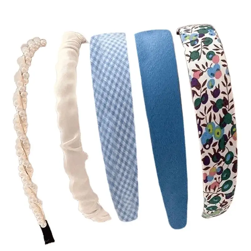 

39BB комплект головных уборов с украшением жемчугом во французском стиле и мягкой подкладкой, аксессуары для волос синих тонов