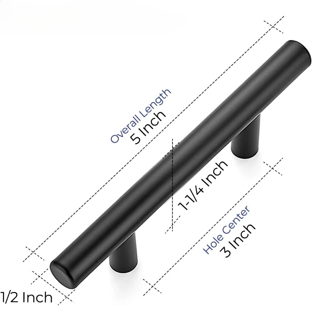 5 Inch Cabinet Pulls Matte Black Stainless Steel Kitchen Drawer Pulls Cabinet Handles 5 InchLength, 3 Inch Hole Center