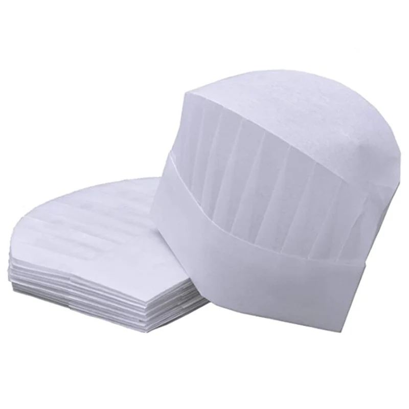 Hot kf-25 Packs of Disposable Chef Hat SMS 100% Non-Woven Kitchen Cooking Hats Cap Party Baking