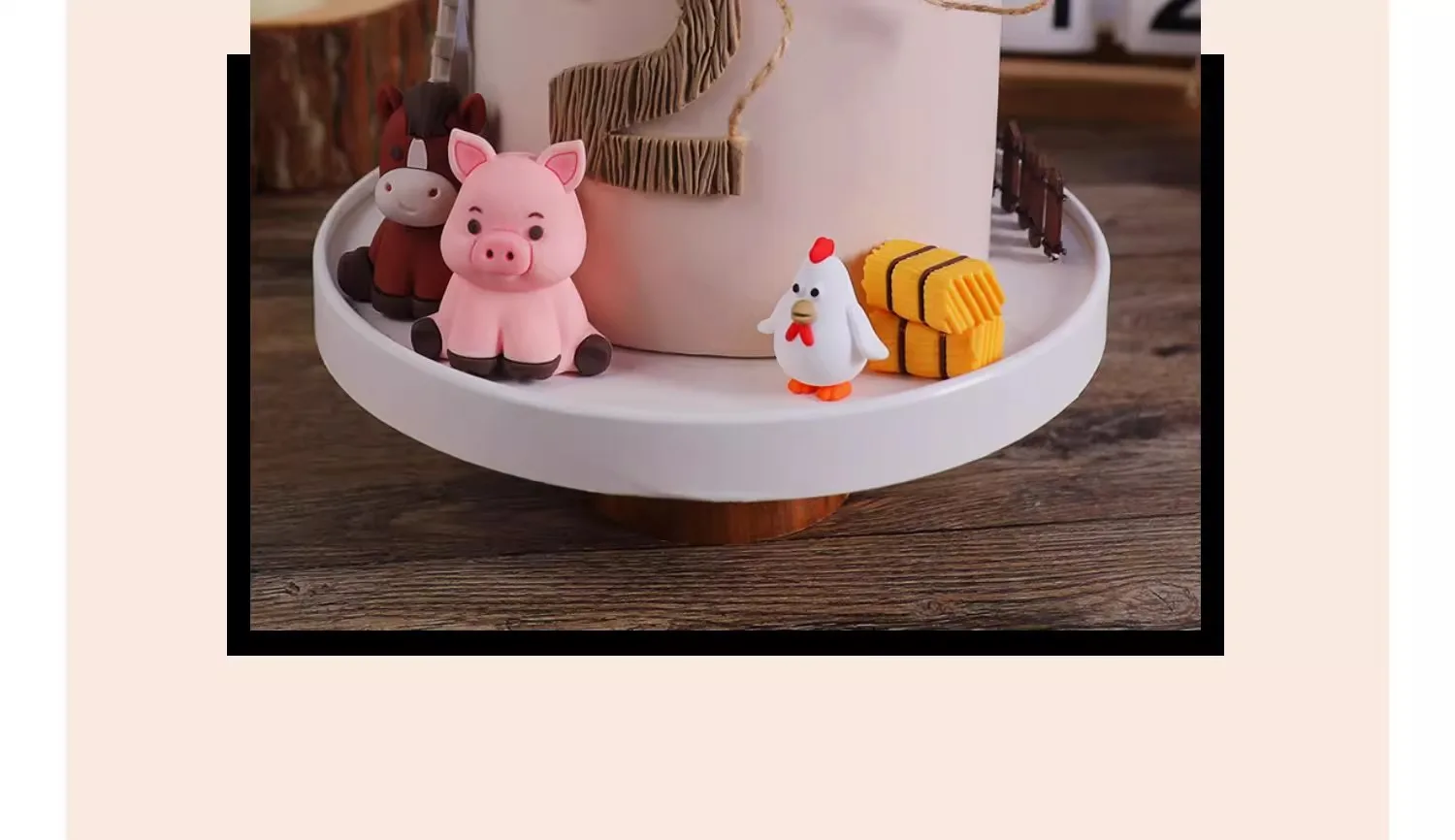 Bauernhoftier-Kuchenaufsatz, Kuh, Schwein, Bergrinder, Küken-Kuchendekorationen für Babyparty, Kinder, alles Gute zum 1. Geburtstag, Partyzubehör – Detail 9