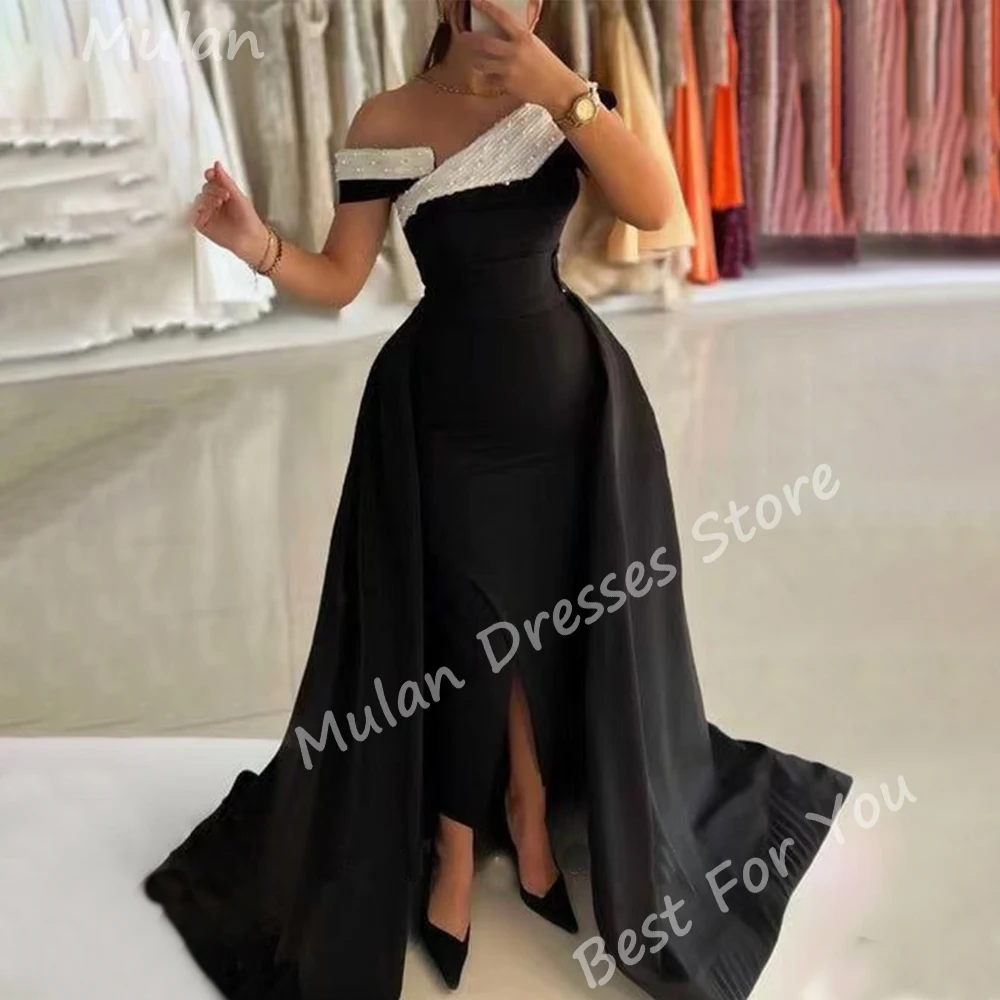 

Elegant Long Beads Evening Dresses for Women Short Sleeve Floor-Length Mermaid Special Events Prom Party Wedding Gala Dress 2024