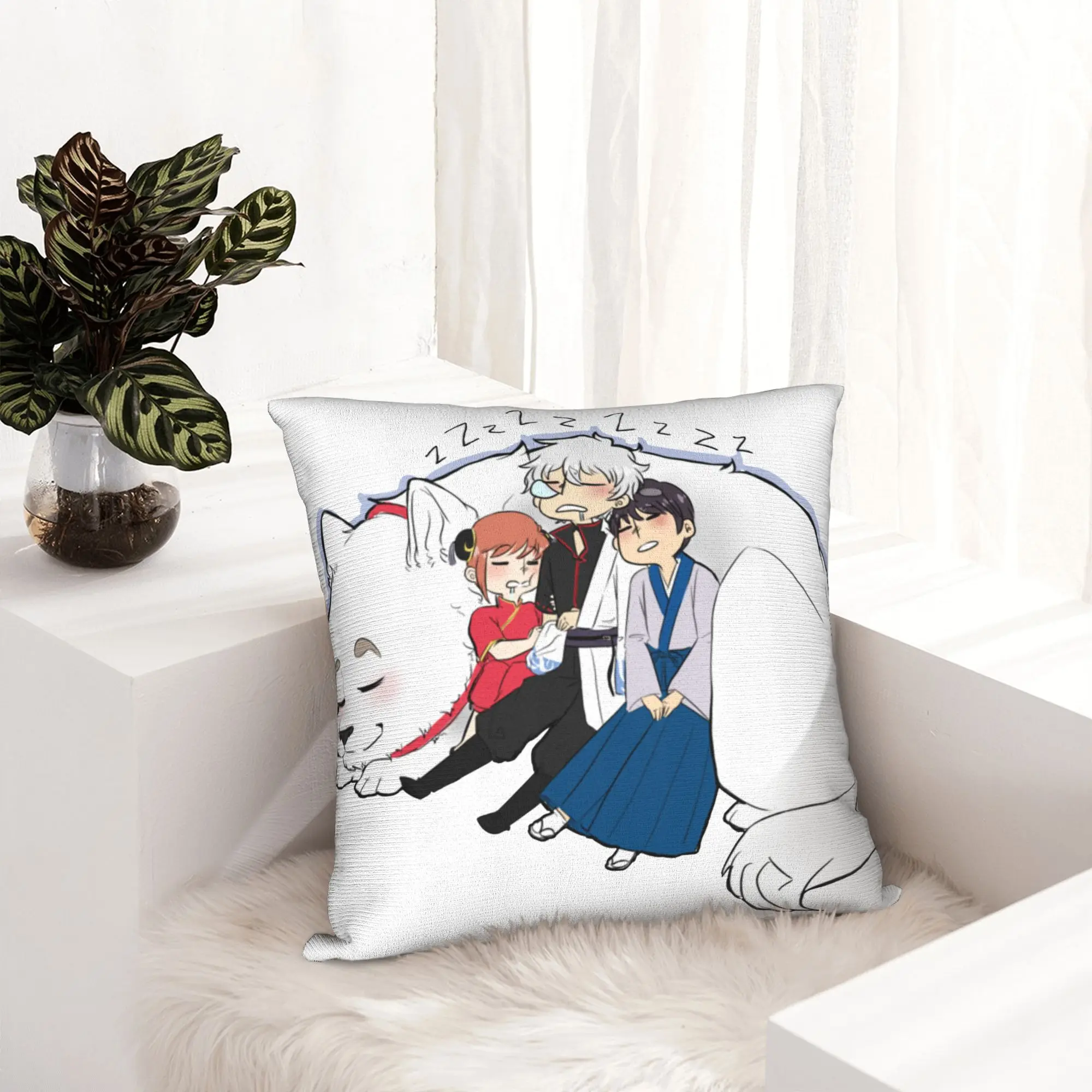 Yorozuya Nap Time Gintama Pillowcase Fabric Cushion Cover Decoration Katsura Kagura Duck Pillow Case Cover Living Room Zippered