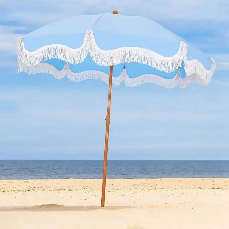 

Shade umbrella beach beach rainproof courtyard sun tassel custom logo foldable