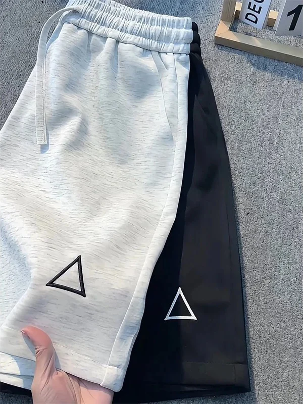 

American Baskeall Sport orts Men's Summer Heavy Embroidery e Label Five-Quarter Pants Drape Straight f-length P...